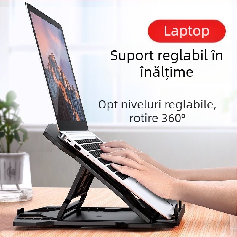 Suport pentru laptop cu răcire, rotativ și pliabil, bază de birou