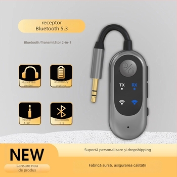 Transmițător/receptor FM Bluetooth pentru mașină 5.3, 2 în 1; model W10, 5V, rază de acțiune 10 m, ABS, greutate 18 g