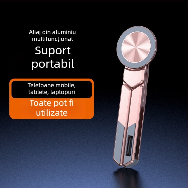 Suport magnetic pentru laptop și telefon, din aliaj de aluminiu, pliabil, model TH-328, compatibil universal, cablu 184 mm
