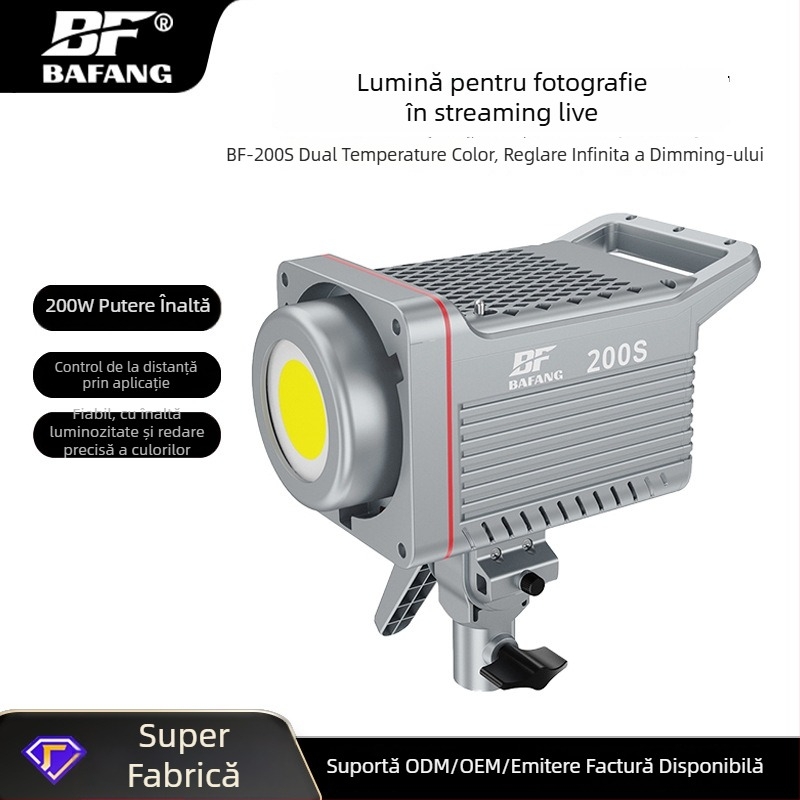 Lumină de umplere pentru studio BF-200S, 200W, 2700-6500K, reglare 0-100% fără trepte, AC100-240V