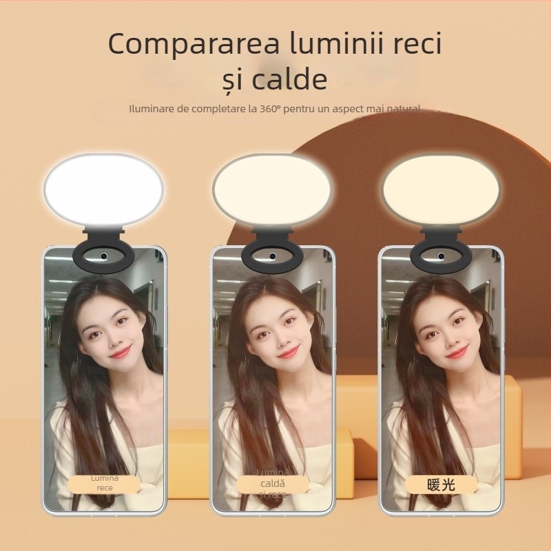 Lumină de umplere compactă pentru streaming pe telefon – 3 temperaturi de culoare, încărcare USB, utilizare manuală, Model S001