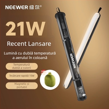 Lumină portabilă pentru fotografie (soclu E27, 21W, 6500K, reglare intensitate, baterie încorporată)