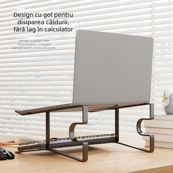 Raft de birou ridicat din oțel carbon, cu suport rotativ pentru tastatură și bază de răcire pentru laptop