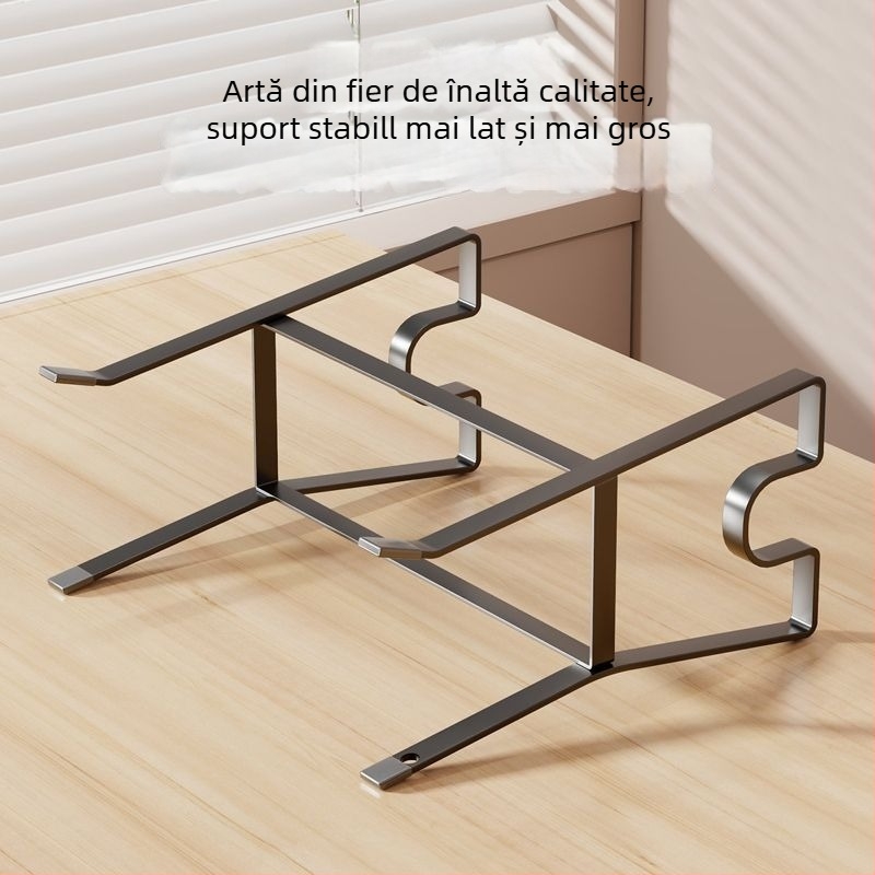 Raft de birou ridicat din oțel carbon, cu suport rotativ pentru tastatură și bază de răcire pentru laptop