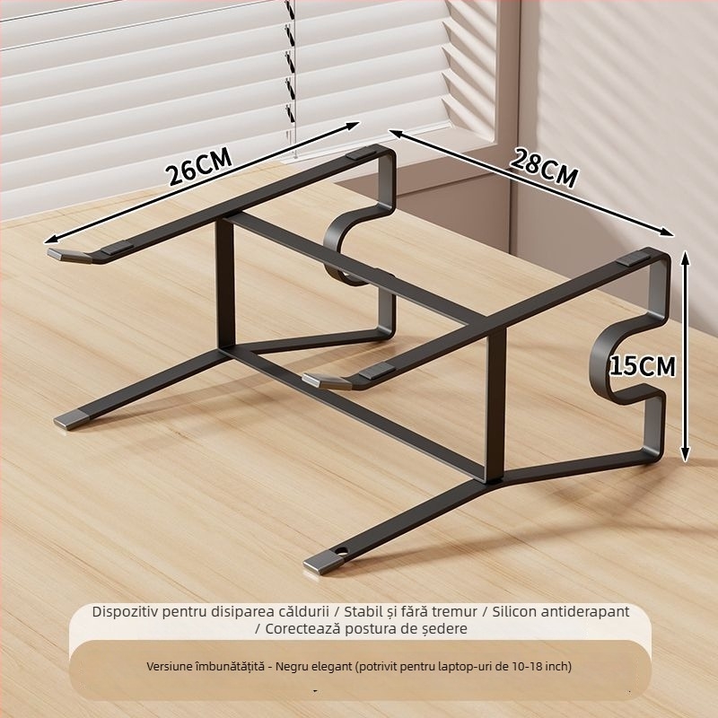 Raft de birou ridicat din oțel carbon, cu suport rotativ pentru tastatură și bază de răcire pentru laptop