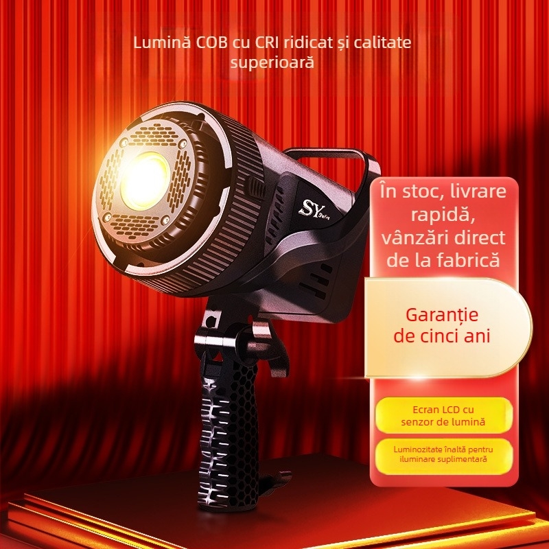 Lumină de umplere pentru live cu COB LED, 107W, 220V, 2700–6500K, reglabilă intensitatea luminii, sursă de alimentare independentă, rază de până la 10 m