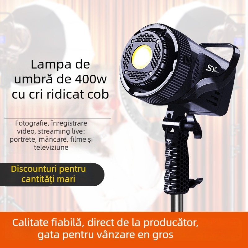 Lumină de umplere pentru live cu COB LED, 107W, 220V, 2700–6500K, reglabilă intensitatea luminii, sursă de alimentare independentă, rază de până la 10 m