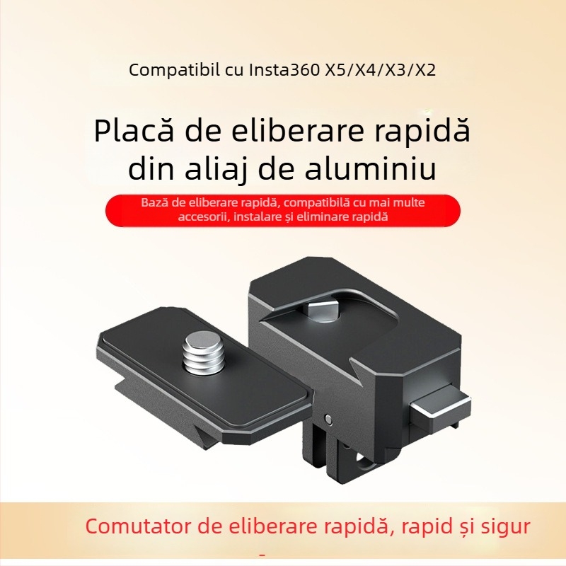 Insta360 X5/4/3/2 compatibilă plăcuță pentru eliberare rapidă și bază, aliaj de aluminiu, accesoriu pentru cameră sport