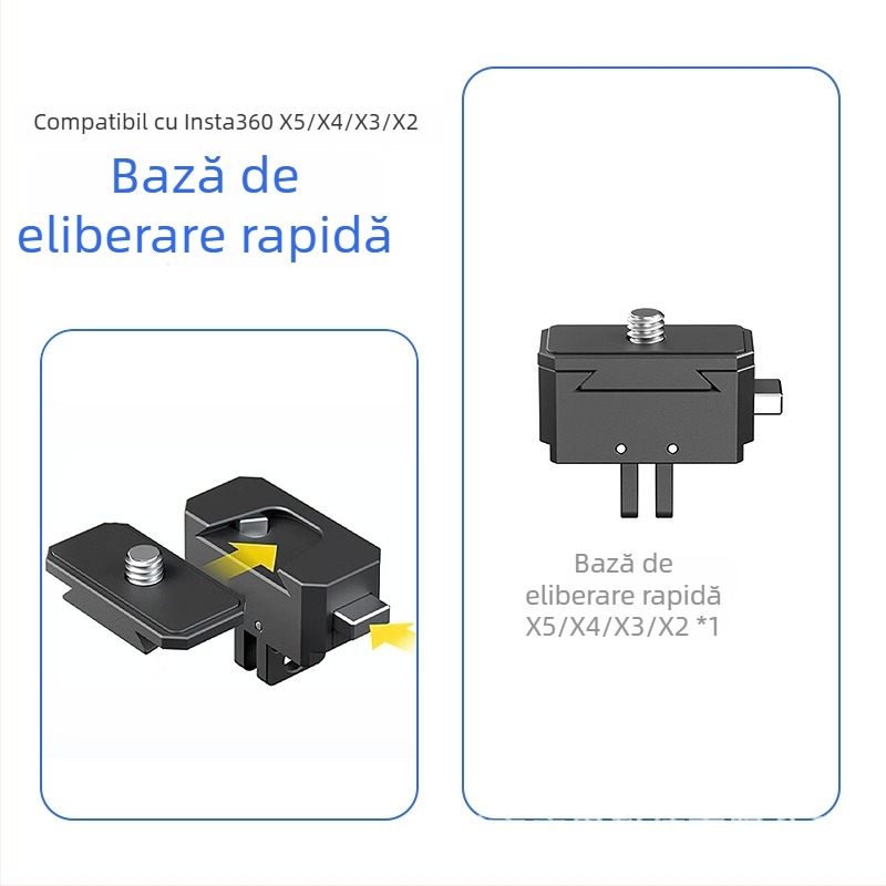 Insta360 X5/4/3/2 compatibilă plăcuță pentru eliberare rapidă și bază, aliaj de aluminiu, accesoriu pentru cameră sport
