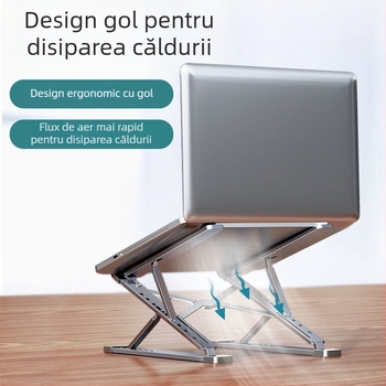 Suport pentru laptop N8 din aluminiu – dublu nivel, pliabil, înălțime reglabilă