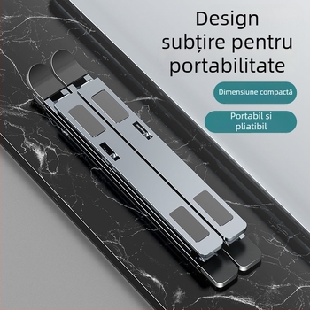 Suport pentru laptop N8 din aluminiu – dublu nivel, pliabil, înălțime reglabilă