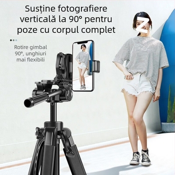 Trepied DSLR/Mirrorless/Telefon cu Ball Head, 5 secțiuni, fibră de carbon