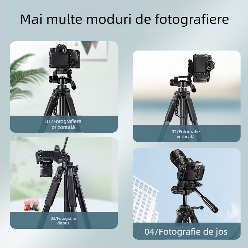 Trepied DSLR/Mirrorless/Telefon cu Ball Head, 5 secțiuni, fibră de carbon