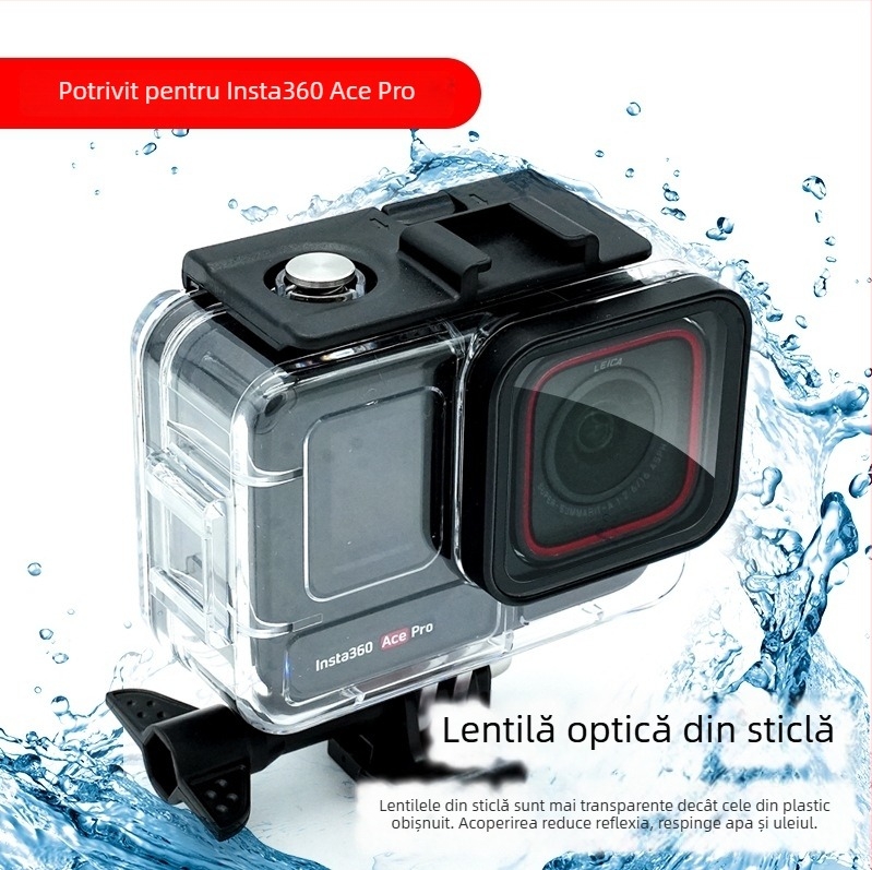Beizhen 2040 Carcasă subacvatică impermeabilă pentru Insta360 Ace Pro – PC + oțel inoxidabil + sticlă, adâncime 40 m, Compatibilă Insta360 Ace Pro
