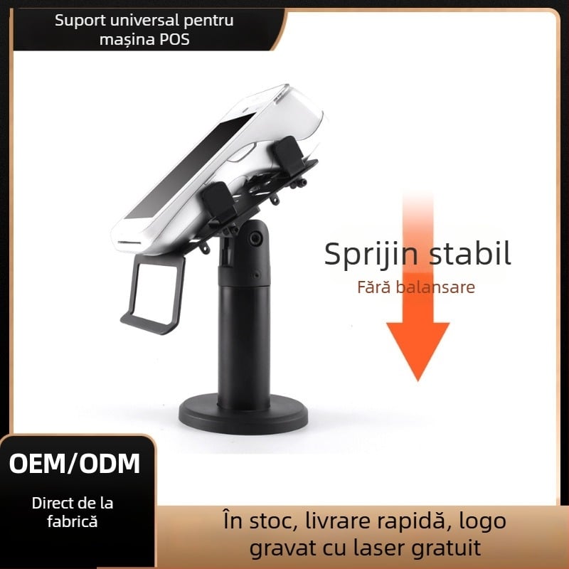Suport POS pentru cititor de carduri și scanner — suport rotativ reglabil, model P01, material plastic + metal, 0,5 kg, montaj la birou