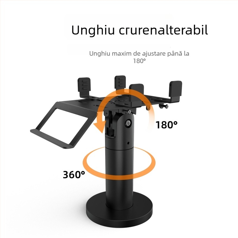 Suport POS pentru cititor de carduri și scanner — suport rotativ reglabil, model P01, material plastic + metal, 0,5 kg, montaj la birou