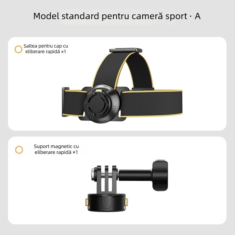Suport magnetic pentru bandă de cap pentru camere de acțiune – perspectivă din prima persoană, compatibil universal, ABS