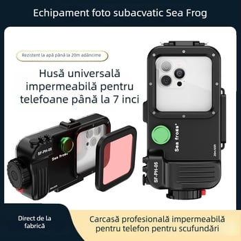 Seafrogs SF-PH-05 husă de telefon impermeabilă pentru telefoane de până la 7 inci, universal pentru Android și iPhone, Plastic, Suport Bluetooth