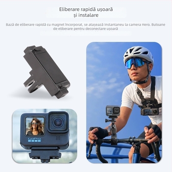 GoPro 8-12 bază magnetică cu eliberare rapidă pentru Hero, adaptor din plastic, model OP3-BHM-SL (Compatibilitate: GoPro 8-12; Tip: bază cu eliberare rapidă magnetică; Material: plastic; Ambalare: 1+1 sau 2+2)
