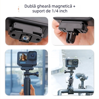 GoPro 8-12 bază magnetică cu eliberare rapidă pentru Hero, adaptor din plastic, model OP3-BHM-SL (Compatibilitate: GoPro 8-12; Tip: bază cu eliberare rapidă magnetică; Material: plastic; Ambalare: 1+1 sau 2+2)