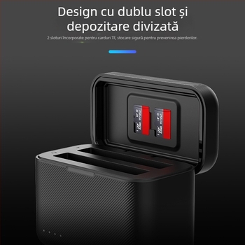 TELESIN Încărcător de baterie Insta360 X4 cu cutie de încărcare și cablu de alimentare, model S0-BCG-07-TIS, plastic