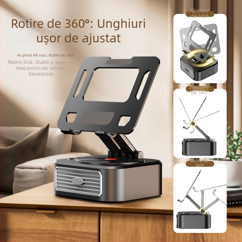Suport pliabil pentru tabletă rotativ cu difuzor Bluetooth