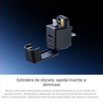 Modul de stocare pentru Insta360 X5 — accesorii originale Shadowstone, plug‑and‑play, bază flexibilă de adeziv