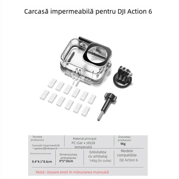 Xiasu Carcasă subacvatică Action6 pentru DJI Action6 — 45 m adâncime, PC transparent de înaltă transparență, compatibilă cu Action6