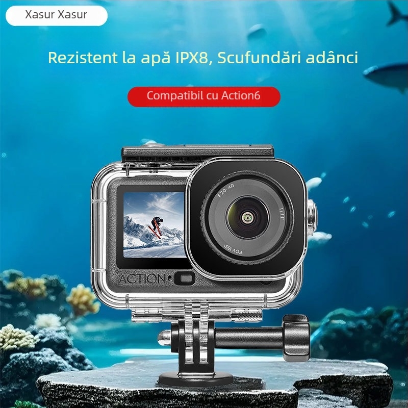 Xiasu Carcasă subacvatică Action6 pentru DJI Action6 — 45 m adâncime, PC transparent de înaltă transparență, compatibilă cu Action6