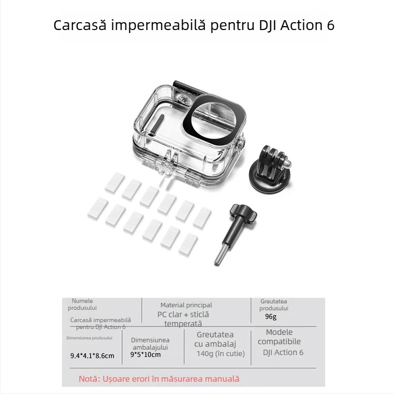 Xiasu Carcasă subacvatică Action6 pentru DJI Action6 — 45 m adâncime, PC transparent de înaltă transparență, compatibilă cu Action6