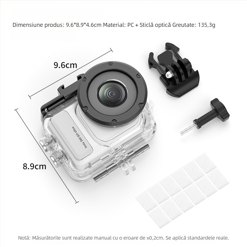 Carcasă transparentă pentru Insta360 GO Ultra, PC + sticlă, ambalaj în cutie, în stoc, imprimare logo disponibilă