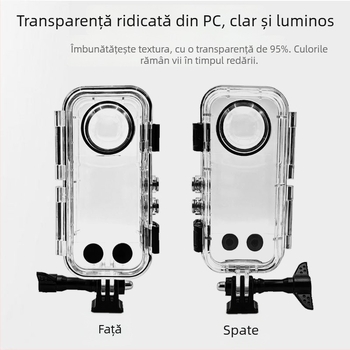 Carcasă etanșă Insta360 X3/X4 cu protecție din sticlă HD — PC + sticlă securizată + oțel inoxidabil 316, accesorii de scufundare