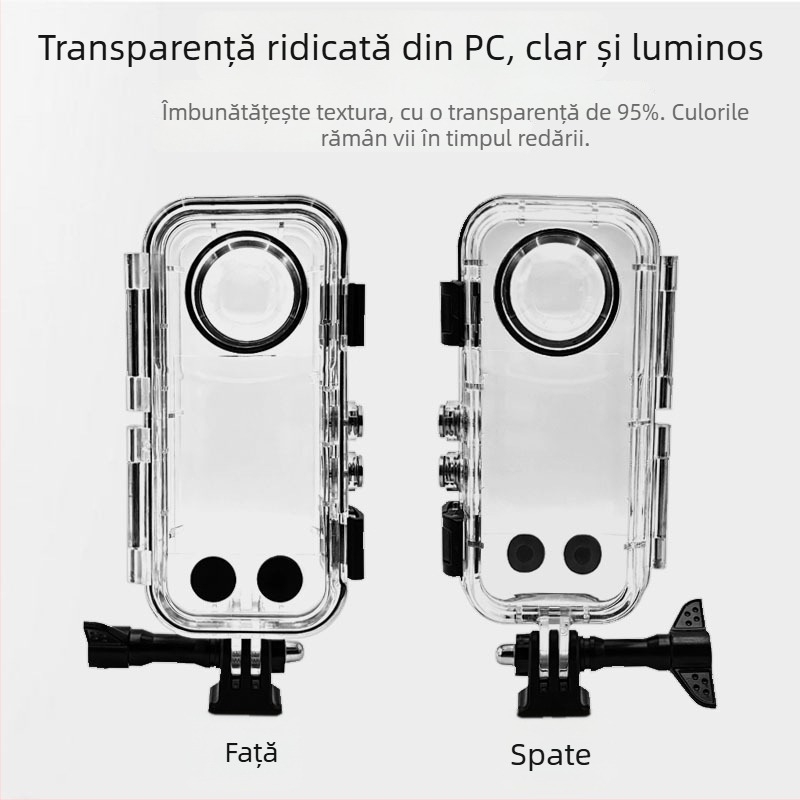 Carcasă etanșă Insta360 X3/X4 cu protecție din sticlă HD — PC + sticlă securizată + oțel inoxidabil 316, accesorii de scufundare