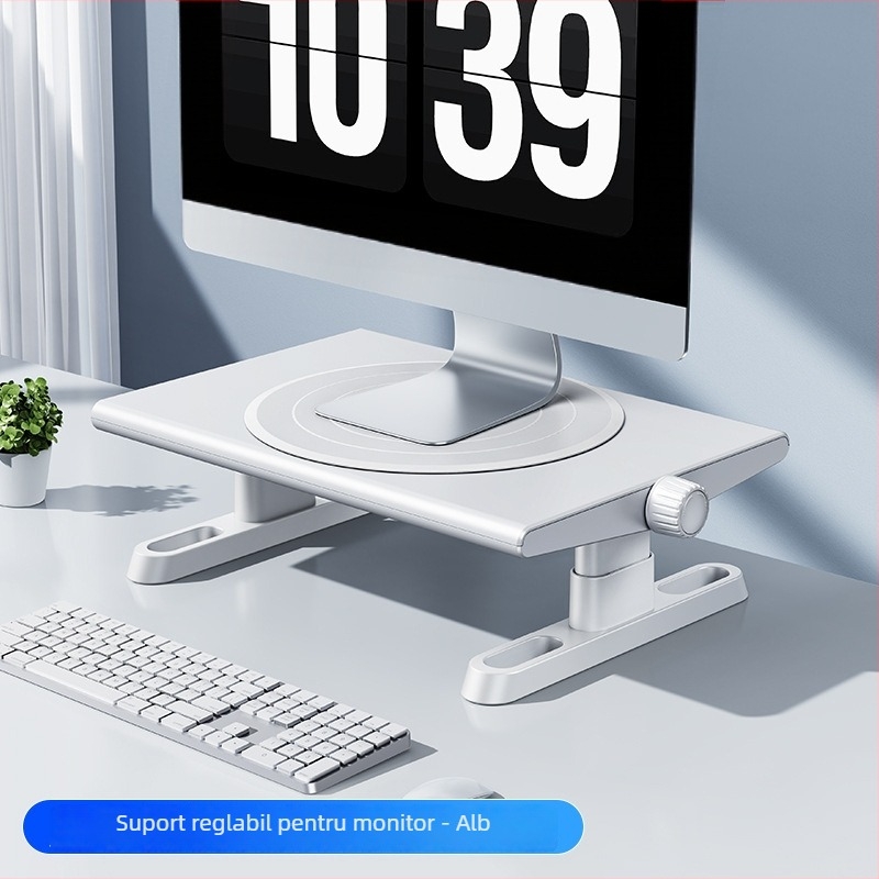 Suport pentru monitor și laptop cu rotire și ridicare — Material: ABS, aluminiu, silicon; Model: 04754; Brand: Oatsbasf/paifan; Compatibil universal; Greutate: 2.2 kg