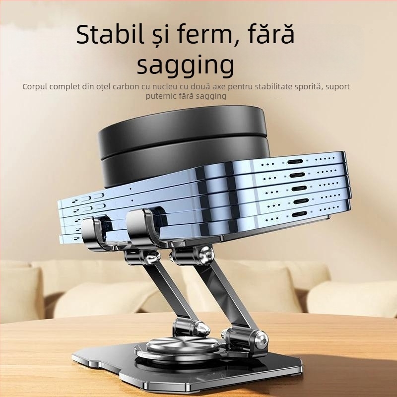 Suport pentru tabletă de birou – metalic, rotativ, pliabil, reglabil, cu ventilație