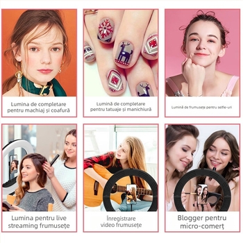 Shiming SM206 Lumină de umplere pliabilă, 60W, 110-240V, pentru frumusețe, machiaj și transmisiuni live