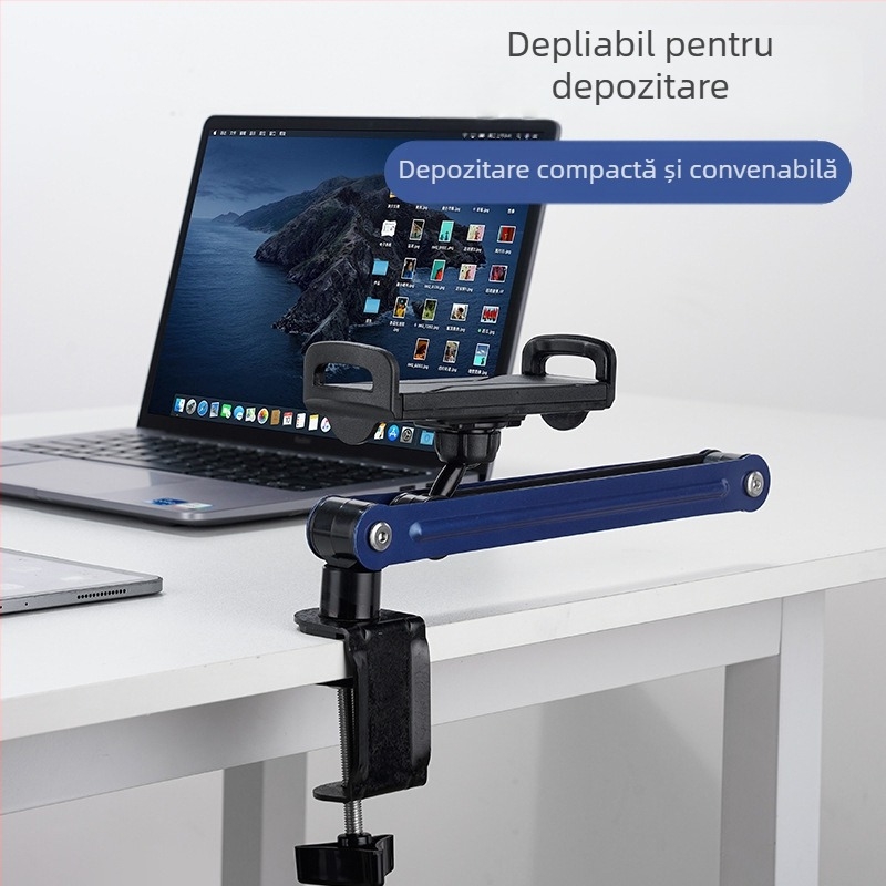 Suport universal pentru telefon și tabletă, tip ridicare, suport de birou pliabil cu clemă, model GMS33L