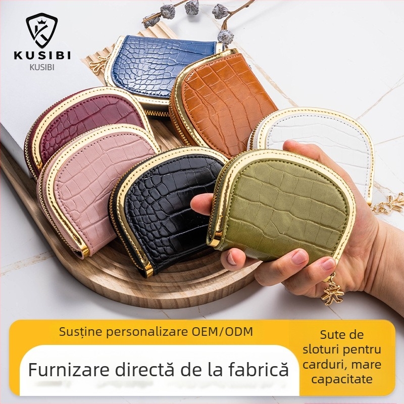 Portcard PU cu formă de scoică și fermoar pentru monede, unisex, spațiu pentru ID