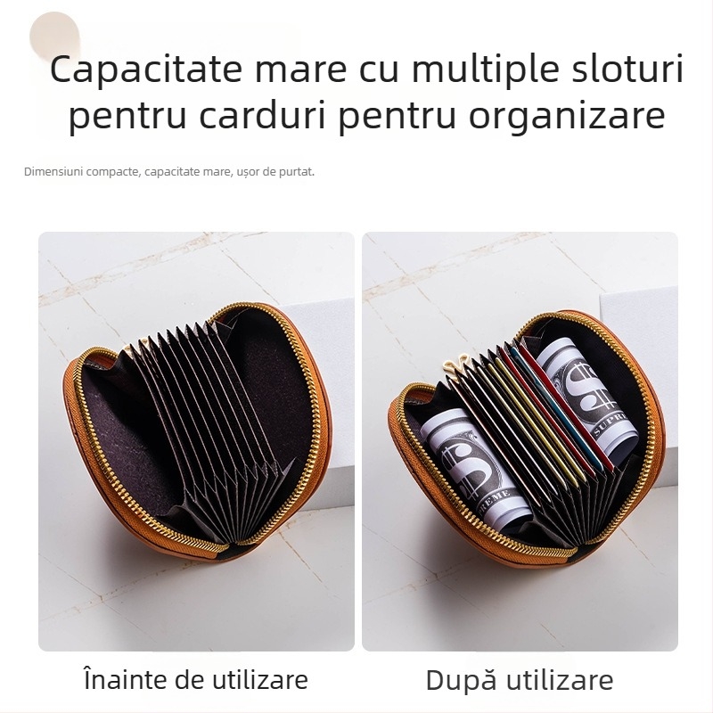 Portcard PU cu formă de scoică și fermoar pentru monede, unisex, spațiu pentru ID