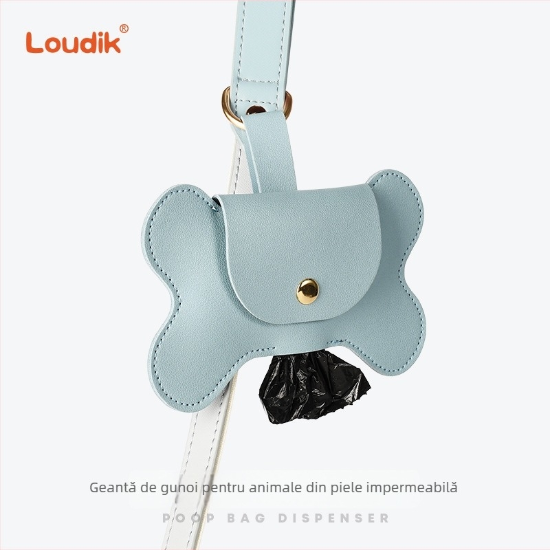 Cutie din piele pentru pungile de fecale ale câinelui, deschidere plată, grosime obișnuită a pielii