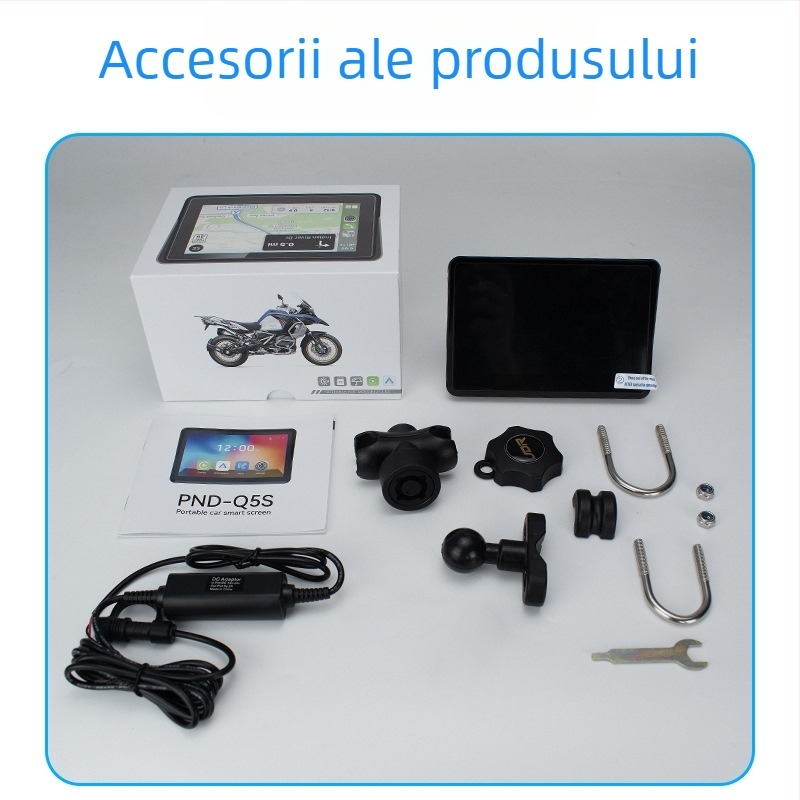 Navigator portabil extern pentru motocicletă cu monitorizarea presiunii pneurilor, Android Auto și CarPlay, Wi‑Fi și hărți 3D