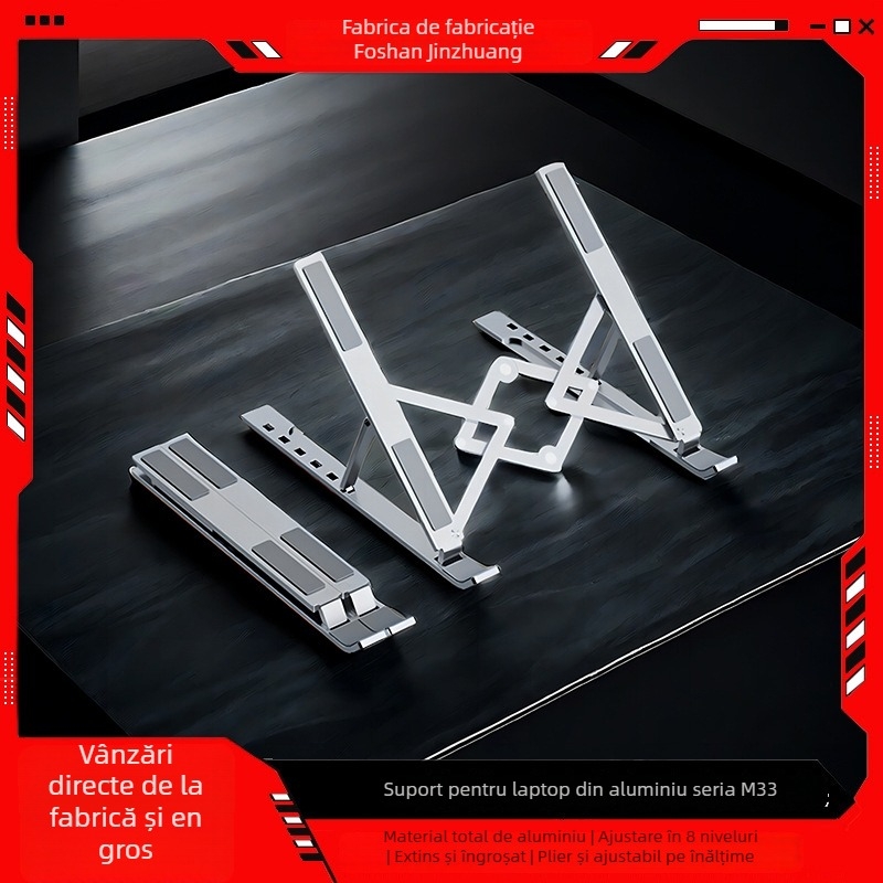 Suport pentru laptop seria M33, din aluminiu, pliabil, reglabil pe înălime, răcire, 275 g