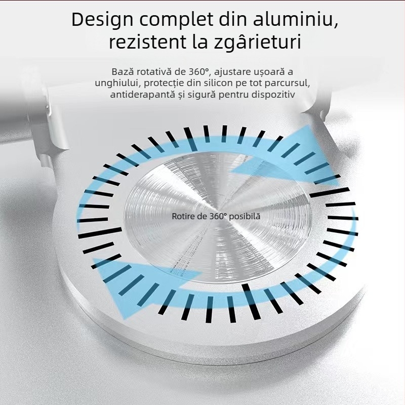 Suport tablet din aliaj de aluminiu, suport rotativ de birou, 220 g, compatibil cu iPhone/iPad/iPod
