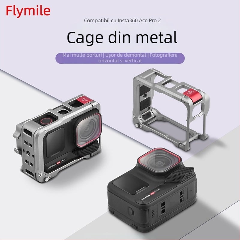 Cadrul protector din aliaj de aluminiu pentru Insta360 Ace Pro 2 — Rabbit Cage metal, 83.8 g, Cod AC2002, Lansare 2024