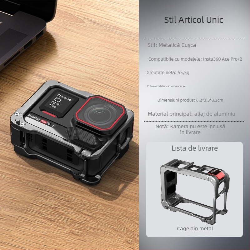 Cadrul protector din aliaj de aluminiu pentru Insta360 Ace Pro 2 — Rabbit Cage metal, 83.8 g, Cod AC2002, Lansare 2024
