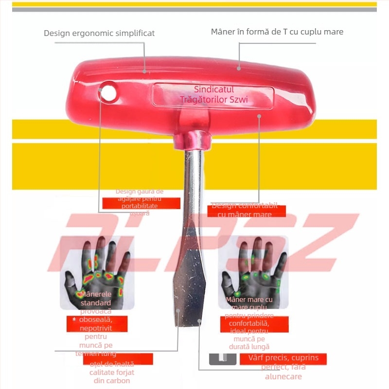 Șurubelniță cu mâner curbat în formă de T, din aliaj de aluminiu, pentru unelte cinematografice, greutate 80 g