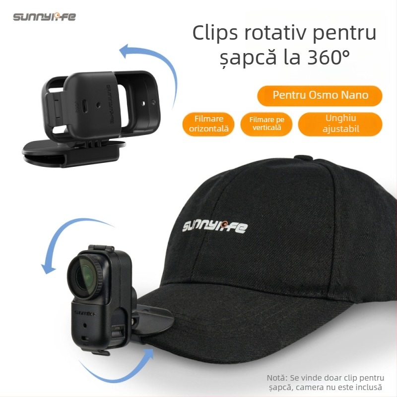 Sunnylife On-j064 Clip pentru marginea pălăriei pentru camera Osmo Nano – Material plastic, Compatibil OSMO NANO, Include clip pălărie