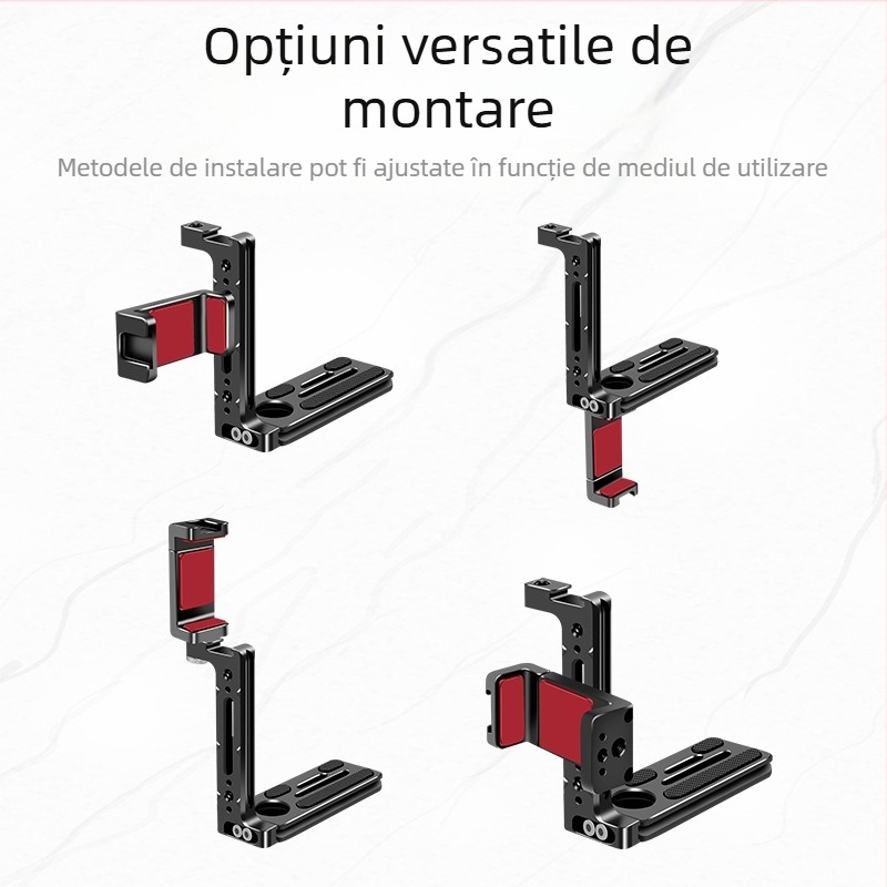 Suport în formă de L din aluminiu pentru cameră și smartphone, cu placă de eliberare rapidă, accesoriu universal pentru trepied
