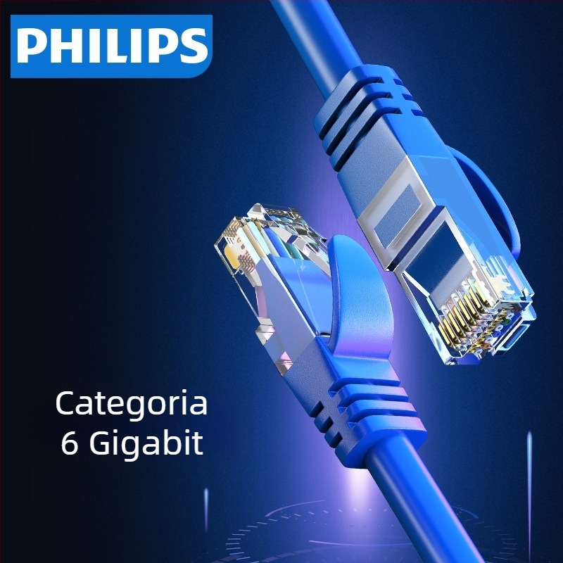 Cabl Philips CAT6 ne-ecranat, cu perechi răsucite, Gigabit Ethernet, 8 nuclee, Ø0,5 mm, RJ-45, model SWA1946/93