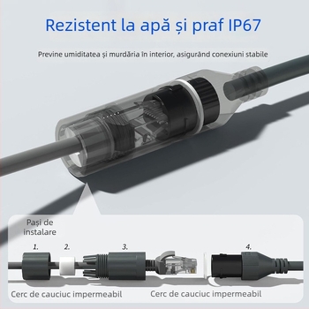 Cablu de extindere rețea exterior IP68 Categoria 7, RJ-45, 1200 Mbps, lungime 0,2–3 m
